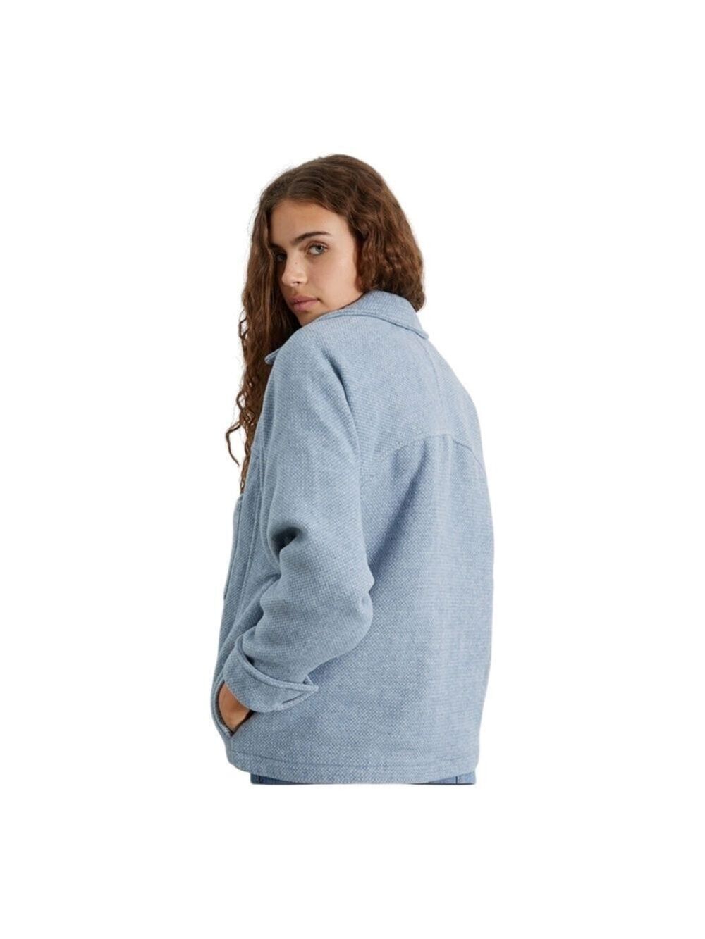 Rhythm Fairbanks Jacket PacSun Pale Blue Tweed Size Small Relaxed Shacket - Picture 4 of 12